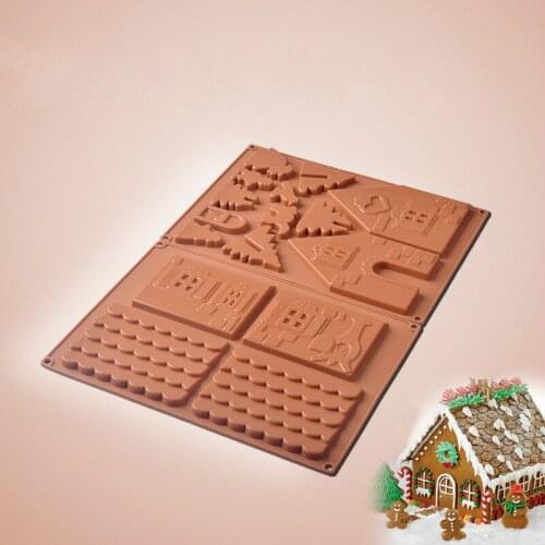 1 Pcs/Set 3D Christmas Tree Gingerbread House Silicone Mold Chocolate Cake Mould DIY Biscuits Baking Tools ZM813