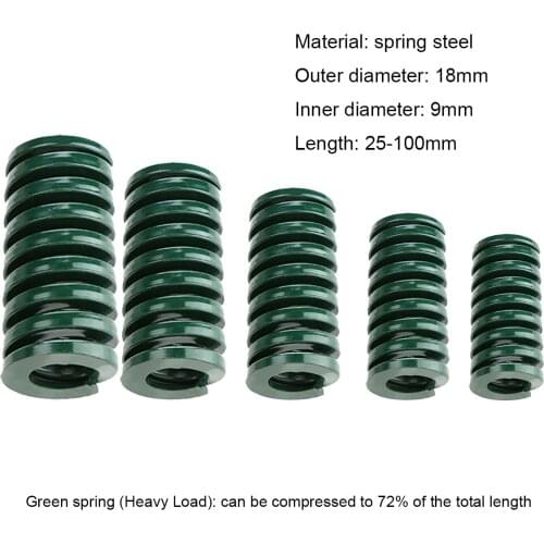 1Pcs Green Die-Spring Compression Stamping Mold Heavy Load Spring Outer Diameter 18mm x Inner Diameter 9mm x Length 25-100mm