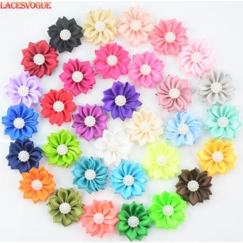 100PCS 4cm Colorful Beaded lace flower applique Handmade DIY Patches accessories Patchwork Needlework sewing Cloth paste 345