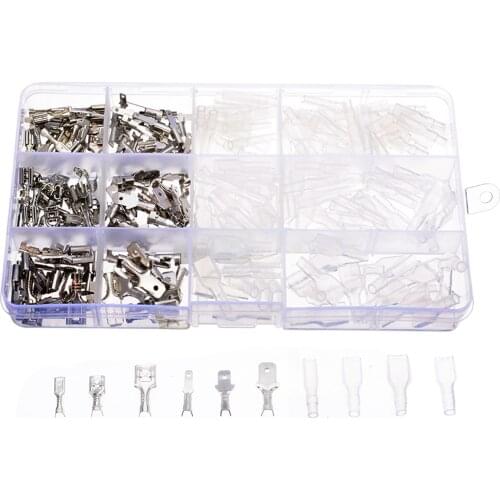 270pcs 2.8mm 4.8mm 6.3mm Male / Female Crimp Spade Terminals With Transparent Insulating Sleeves Electrical Supplies