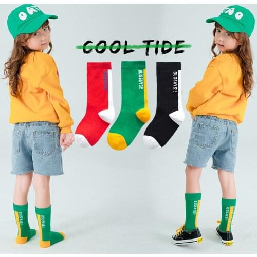 3 Pair/lot Children socks cotton Stripe Girls Boys Mid socks Hip hop Street Dance pattern for Spring and Autumn Baby Girls socks