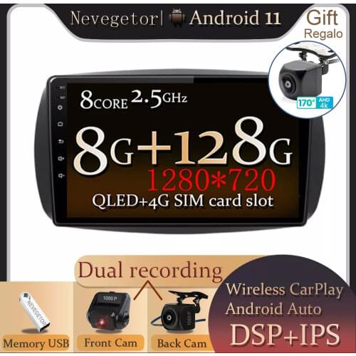 Android 11 For Mercedes/Benz Smart Fortwo 2016 Car Radio Multimedia Video Player GPS Navigation NO DVD 2 Din DSP IPS