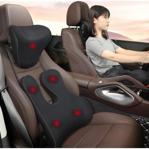 Car Massage Pillow 5V/USB Charging Headrest Lumbar Support Pillow Relieve Driving Fatigue Auto Accessories Seat Cushions
