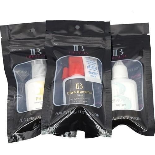 Free Shipping IB 10ml Ultra Bonding Glue+ primer+ remover set for Eyelash Extensions fast dry long holding time Korea glue