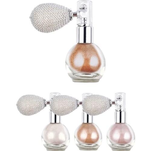 Glitter Highlighter Powder Spray Bottle Brighten Women Makeup Flash Powder Natural Shiny Powder Glass Squeeze Airbag Cosmetic