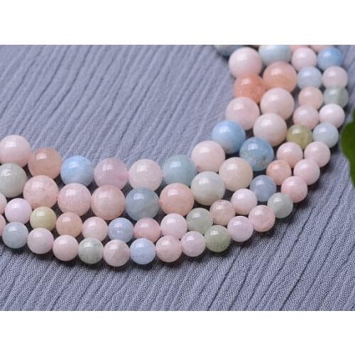 Natural A quality Morganite Stone Beads, Morganite Bery l Beads, Round Semi Precious Gem stone Beads, 6 8 10 12 14mm 1string 16