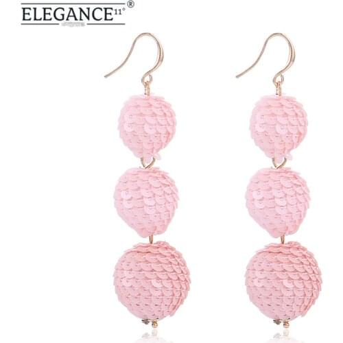 Elegance Long Ball Earring for Women Bohemian Yellow Ball Pendant Dangle Earrings Fashion Jewelry Colorful Gift Wholesale