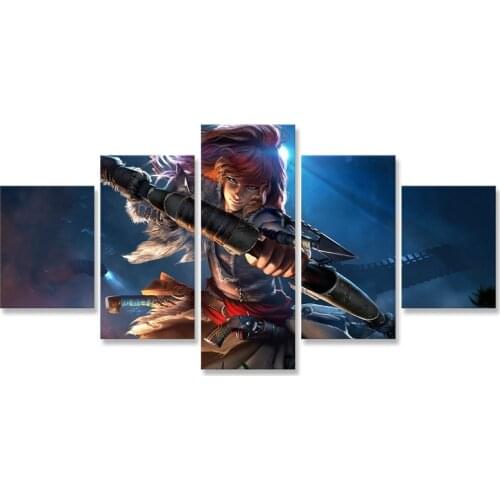 Horizon Zero Dawn Aloy Adventurer Canvas Painting 5 Panel Posters and Prints Home Decor Wall Pictures for Living Room