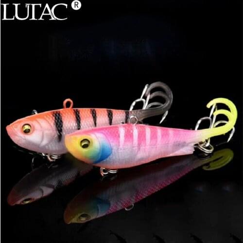 LUTAC 7 PCS Per Set Silicone VIB JIG Hook Whopper Soft 9.5cm/11.5cm Bait Fishing Lure 3D Eyes Artificial Bait With Treble Hook