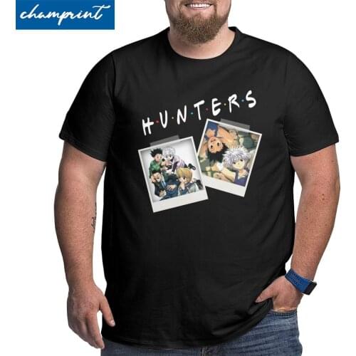 Mens Hunter X Hunter Friends T Shirt Killua Hisoka HXH Anime Tops Round Neck Big Tall Tee Shirt Big Size 4XL 5XL 6XL T-Shirt