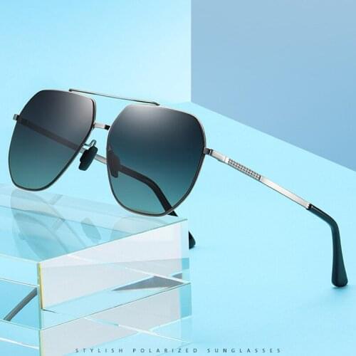 Big Frame Mens Pilot Polarized Metal Sunglasses , Male Gradient TAC Lens Oversized Frames Sun Glasses For Driving S196