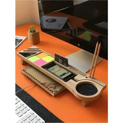 Stanley Desk Organizer (smoky) Multi-function Wooden Desktop Pen Holder Office School Stationery Storage Stand Pen Phone Pencil
