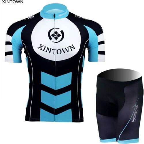 XINTOWN New Womens Sky Blue Short Sleeve Bike Ropa Ciclismo Wear Bicycle Cycling Jersey Shorts Suit Set S-4XL