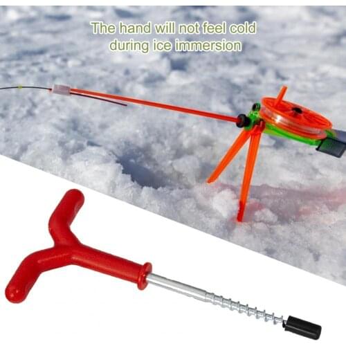 Ice Fishing Bracket Y-Shaped Spiral Head Iron Auger Screw Rod Stand Rests Pole Rack for Outdoor