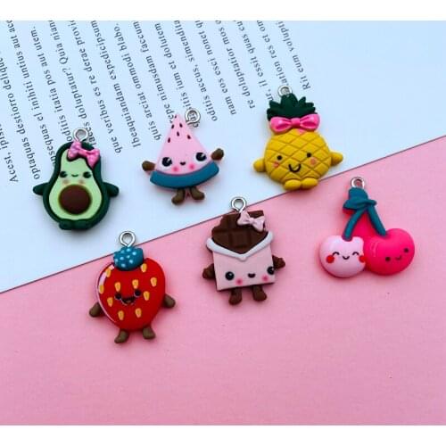 10pcs Hot Resin Kawaii Miniature Fruit Charm Avocado Pendant for Keychain, Jewelry Earring, Scrapbooking, DIY Making, Necklace