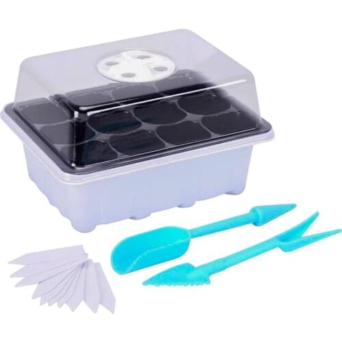 Seed Starter Tray Nursery Pots Germination Trays 12 Cells Breathable Reusable 10-Pack 10 Pack Plastic For Gardening Planting Box