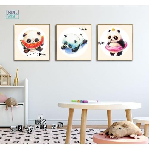 SPLSPL Nordic Minimalist Cuadros Decoracion Cute Panda Animals Posters and Prints Canvas Painting Baby Room Decor No Framed