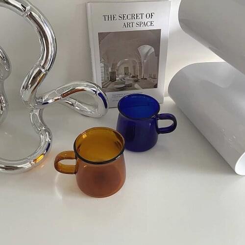 Ins Style Heat-Resistant Belt Handle Glass Coffee Cup Milk Cup Water Cup Simple Household Anti Hot Cup Lovely Drinking Utensil