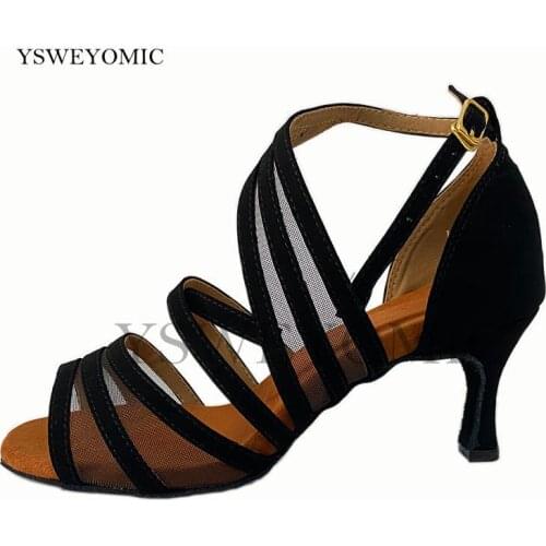 Super Soft Dance Shoes Black Flannel Medium 6cm Customized Heels Suede Outsole Salsa Ballroom Latin Dance Shoes Women