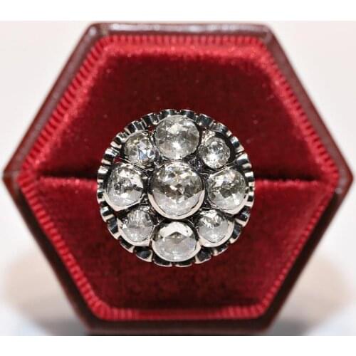 Vintage Original Victorian Style 14K Gold Natural Rose Cut Diamond Decorated Pretty Strong Ring