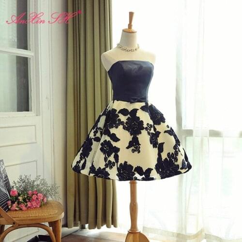 AXJFU red flower evening dress bride Lace princess blue evening Gowns red rose evening dress little black dress