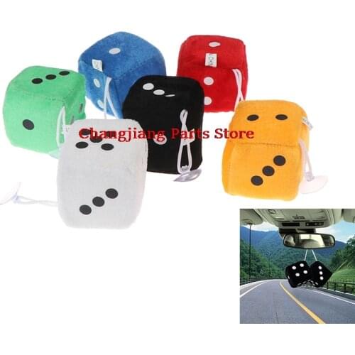 New 1 Pair 6 Colors Fashion Auto Car Fuzzy Dice Dots Rear View Mirror Hanger Decoration Car Styling Interior Accessorie