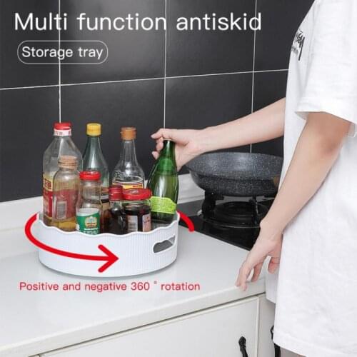 1Pcs Kitchen Rotating Storage Tray 360 Rotation Non-Slip Multifunctional Organizer Spice Bottle Cosmetic Storage Rack Turntable