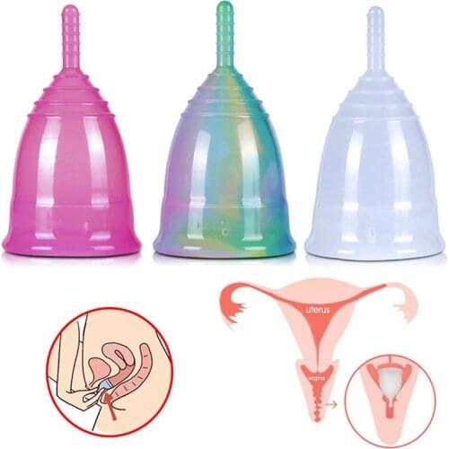 1PCS Colorful Menstrual Cup Medical Grade Silicone Sterilizing Cup Women Lady Menstrual Period Cup Feminine Hygiene Products