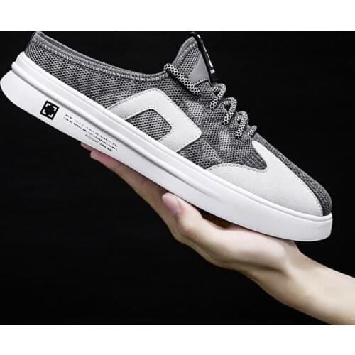 2020 Summer fly weave Men Shoes Flats Slingbacks Slippers Light Soft Casual Shoes Man Walk Loafers Breathable Mesh Beach Sandals