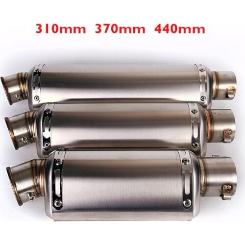 310mm 370mm 440mm Motorcycle Exhaust Muffler with Removable db killer Silencer Exhaust Baffle Slip on 38-51mm Universal Bike