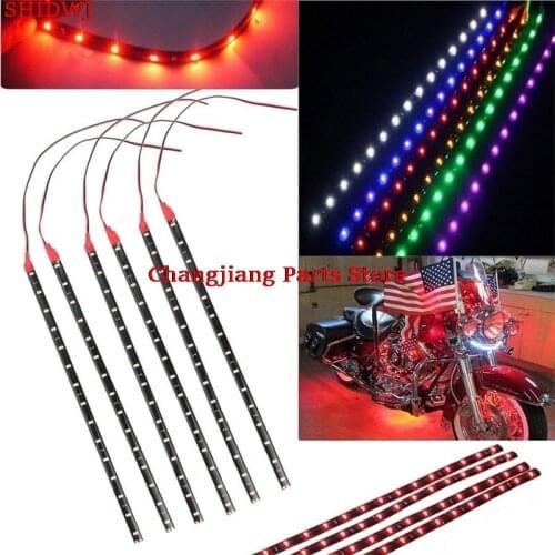 6Pcs/Set Motorcycle DC Waterproof 12V Motor LED Strip Underbody Light For Car Multi Color
