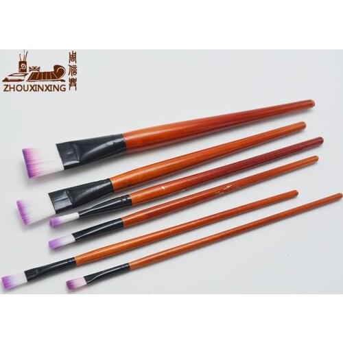 6pcs Watercolor Gouache Painting Pen Purple White Nylon Hair short Wooden Handle Paint Brush Set Drawing Art Supplies Stationery