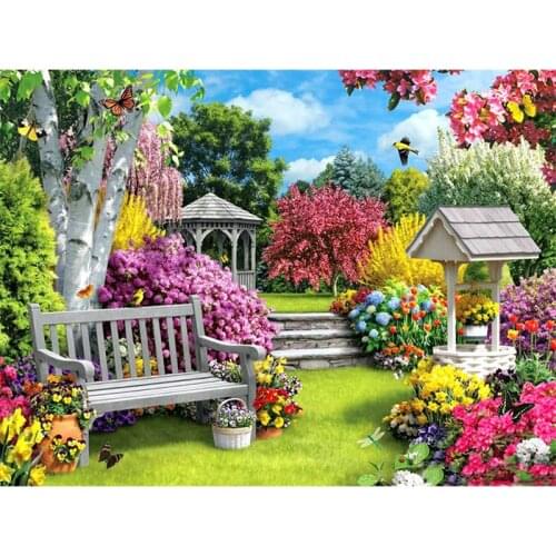 Diamond painting full of diamonds romantic and warm European garden villa DIY handmade point diamond cross stitch