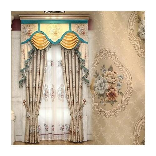 Luxury atmosphere villa European curtain luxury living room bedroom high grade chenille jacquard shade curtain