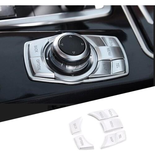 Car Accessories For BMW 5 series f10 2011-2016 ABS Multimedia Panel Button Cover Interior Buttons Sticker Car Styling