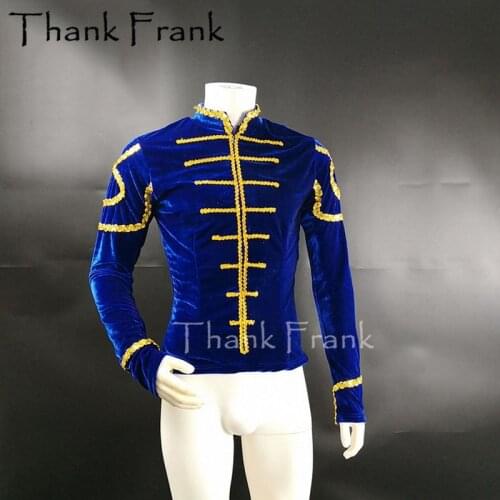 Custom Made Man Velvet Ballet Jacket Boys Classical Prince Dance Costumes Male Ballet Top Adult Prince Coat For Ballet Dance Top