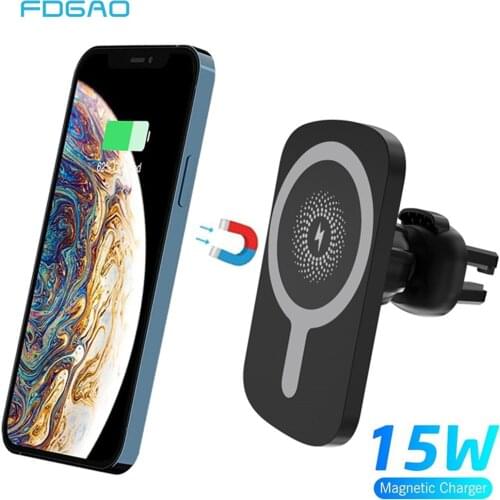 15W Fast Magnetic Wireless Car Charger for MagSafe iPhone 12 Mini 12 Pro Air Vent Mount Holder Quick Charger Automatic Clamping
