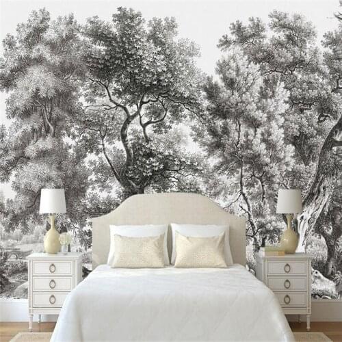 Black and white wallpaper retro custom 3D living room wall mural home improvement Nordic vintage background house wallpaper