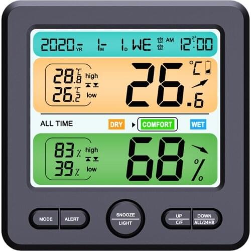 Digital Display Weather Station Backlight Alarm Clock Calender/Clock Function Thermometer Wireless Temperature Humidity Meter