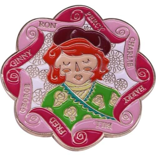 Molly Weasley wizarding family brooch knitted floral clock pin bookworm badge fans gift
