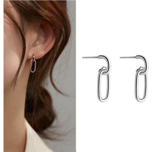 Personality Rose Gold Oval Drop Earrings For Women Jewelry Simple Fashion Silver Plated Earring Female Students Piercing Bijou