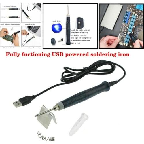 Pocket 5V 8W USB Soldering Iron Pen Professional Fast Heating Soldering Iron Station Tip Powered Kit Tools with Indicator Light