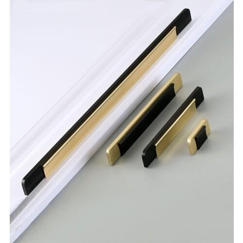 KK&FING Modern Black Gold Combination Profile Cabinet Handles Aluminum Alloy Dresser Knobs Cupboard Handles Furniture Hardware