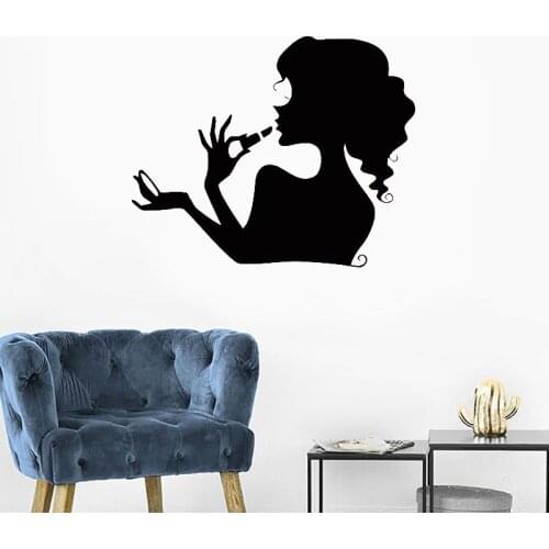 Beauty Nails Makeup HairCare Wall Decals Woman Beautiful Decal Lashes Vinyl Stickers Beauty Hair Salon Decoration 2173