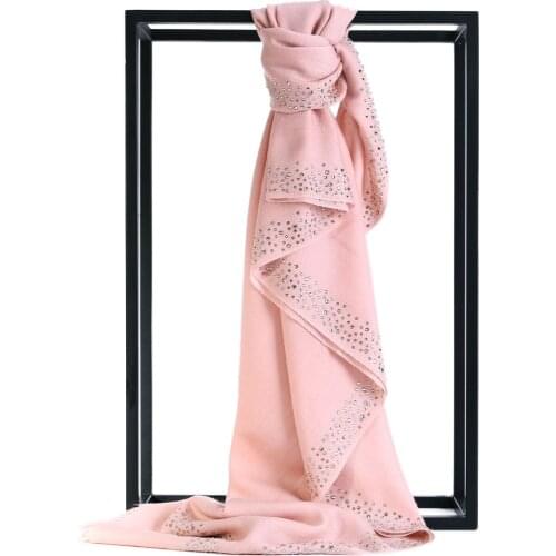 Light luxury pashmina diamond pattern encryption warm scarf shawl imported 100% cashmere scarf women Austrian diamond shiny