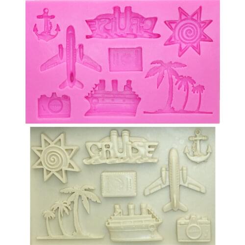 M0569 Aircraft/ sun/Coco tree/yacht/spear cake decorating tools moule silicone fondant chocolate mold