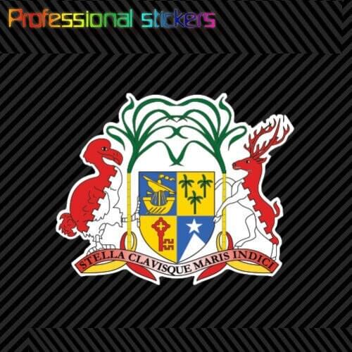 Mauritian Coat of Arms Sticker Decal Self Adhesive Vinyl Mauritius Flag MUS MU Stickers for Cars, Bicycles, Laptops, Motos