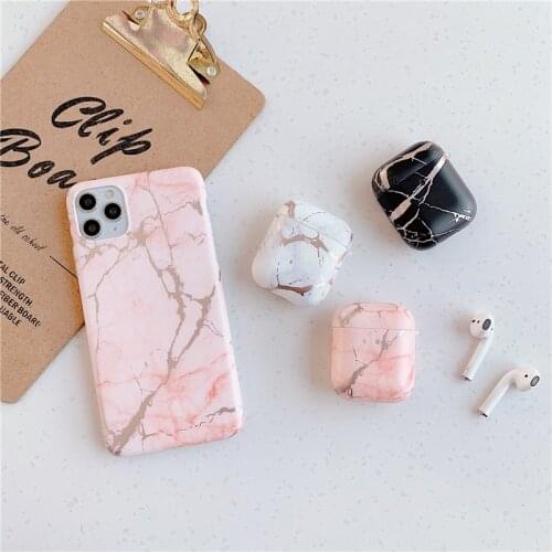 Marble Mobile Phone Case Cover for iphone 1112 pro max 7 8 plus x xr with Matching Case for Airpods 1 2 Pro