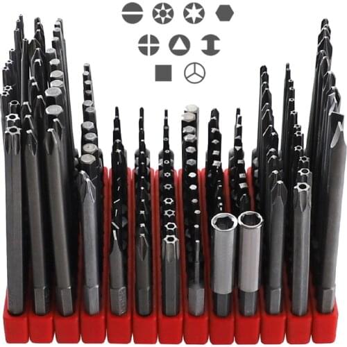 12Pcs Screwdriver Bit Magnetic Multi-spec Screwdriver Kit 50-100mm 1/4'' Hex Shank Screw Driver Set of Hand Tools