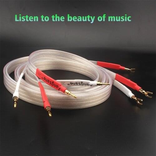 OCC Silver-plated Speaker Cable Micro-space Hifi Audio Cable Banana Plug-Y Spade Plug